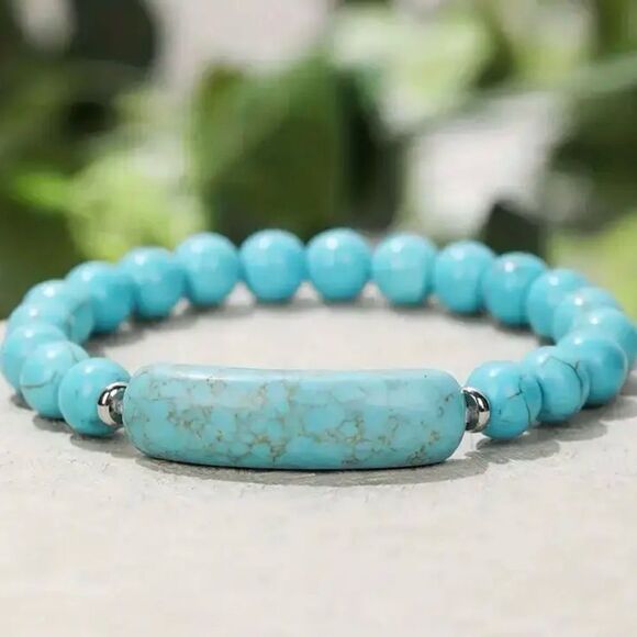 HEALING NATURAL TURQUOISE STONE BRACELET - Picture 1 of 1